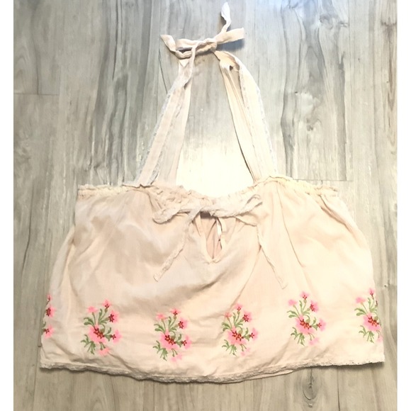 Free People Tops - Free People Halter Strappy Golden Hour Embroidered Floral Women's Tank - L